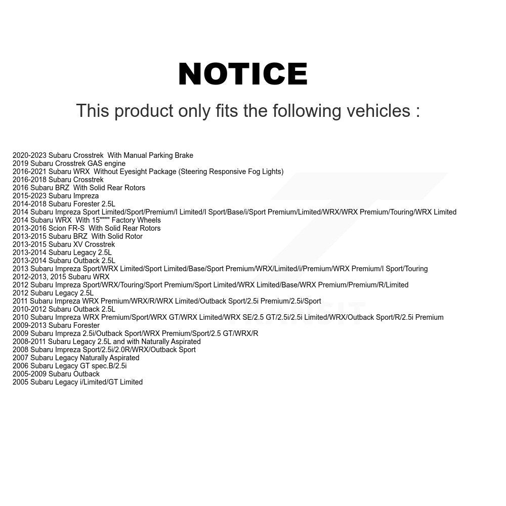 Plaquettes de frein à disque arrière en céramique, pour Subaru Crosstrek Impreza Forester Outback XV