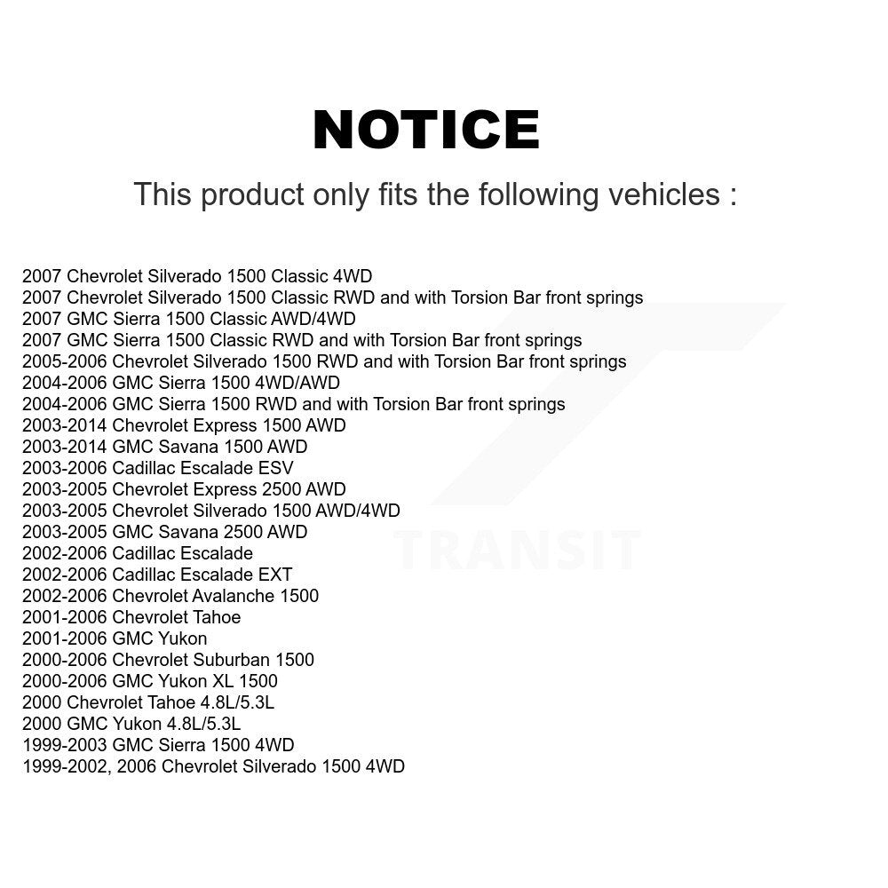 Ensemble de rotule de bras de commande de Suspension inférieur avant droit pour Chevrolet GMC