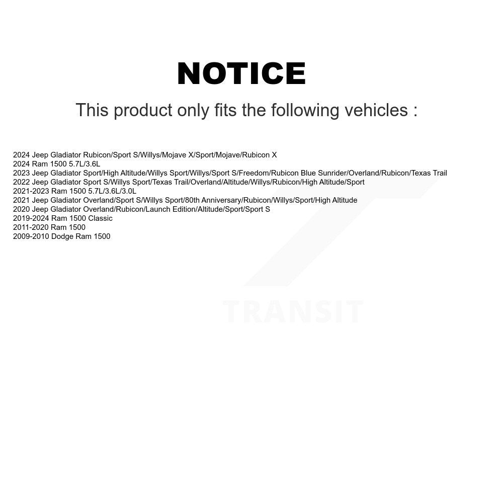 Barre de suspension arrière pour Ram 1500 Classic Dodge Jeep Gladiator TOR-CK66121