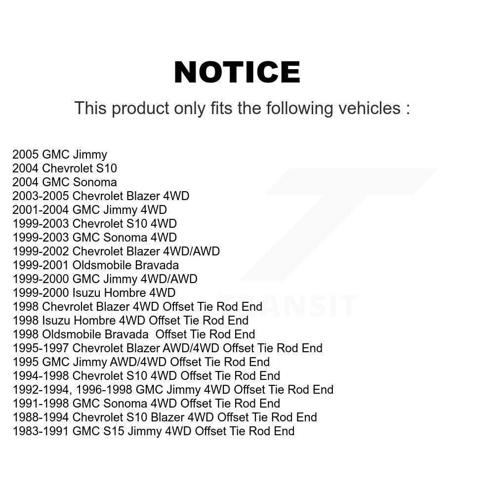 Extrémité de biellette de direction extérieure avant, pour Chevrolet GMC S10 Blazer Jimmy Sonoma S15