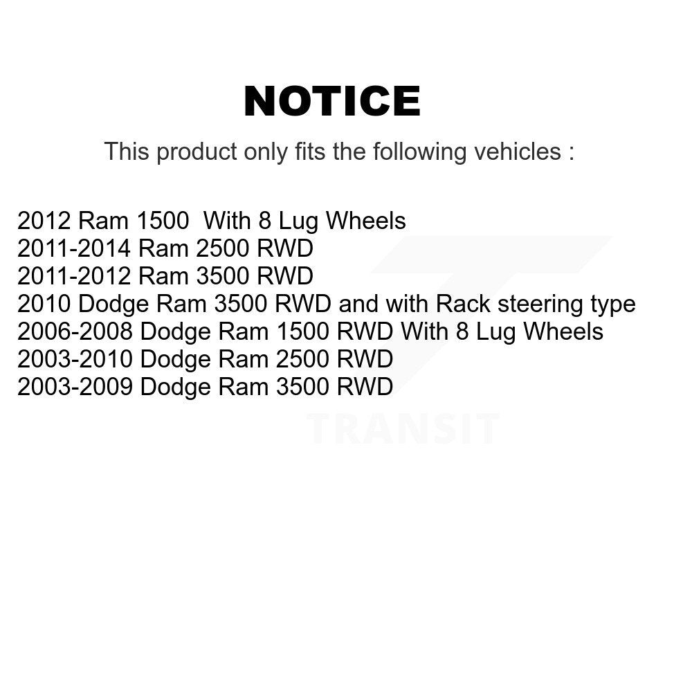 Extrémité de biellette de direction intérieure avant, pour Dodge Ram 3500 2500 1500 TOR-EV80211