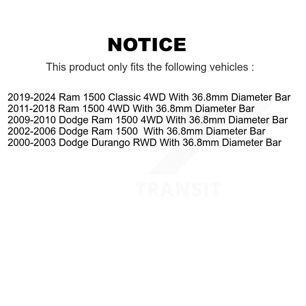 Pour encadrer le kit de bagues de barre stabilisatrice de suspension pour Ram 1500 Classic Dodge