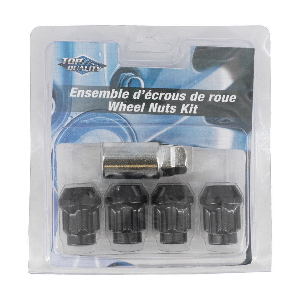 Écrou de roue court noir à 5 cannelures Duplex Acorn M12X1.5 - 4 écrous et 1 clé