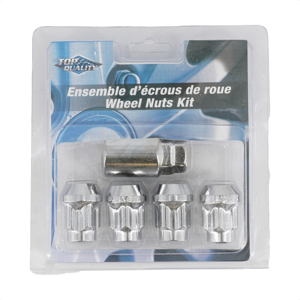 Écrou de roue court chromé à 5 cannelures, gland duplex M14x1,5-4 écrous et 1 clé pour H
