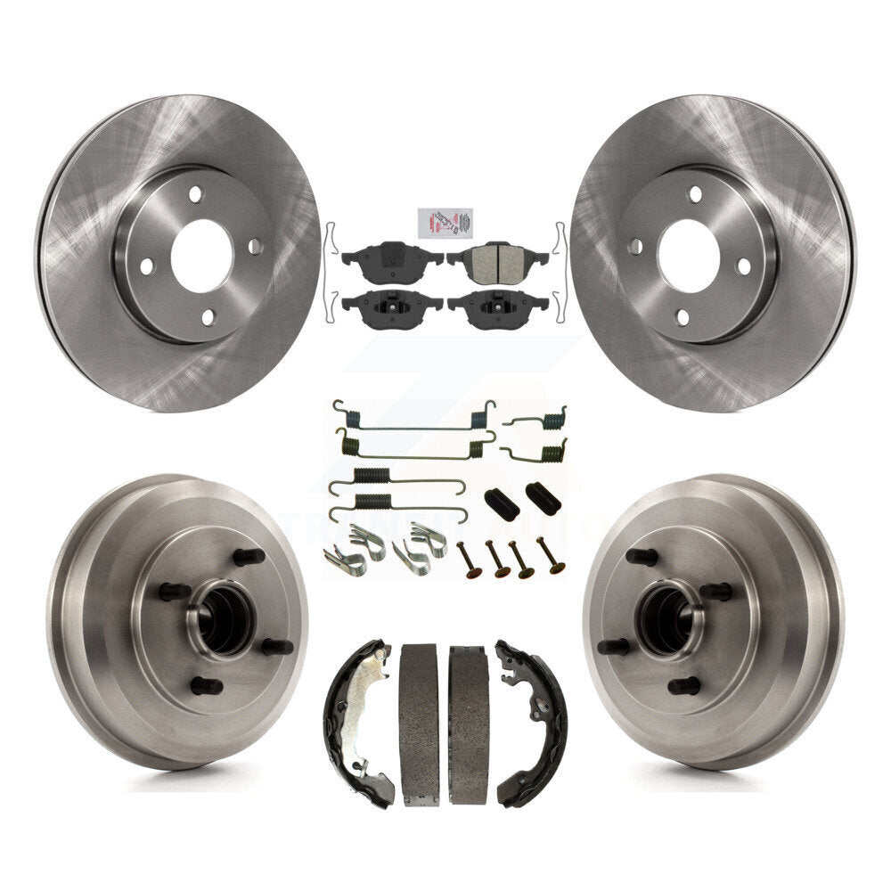 Rotors de frein à disque avant et arrière, Kit de plaquettes et de tambour semi-métalliques (7 pièces) pour Ford Focu