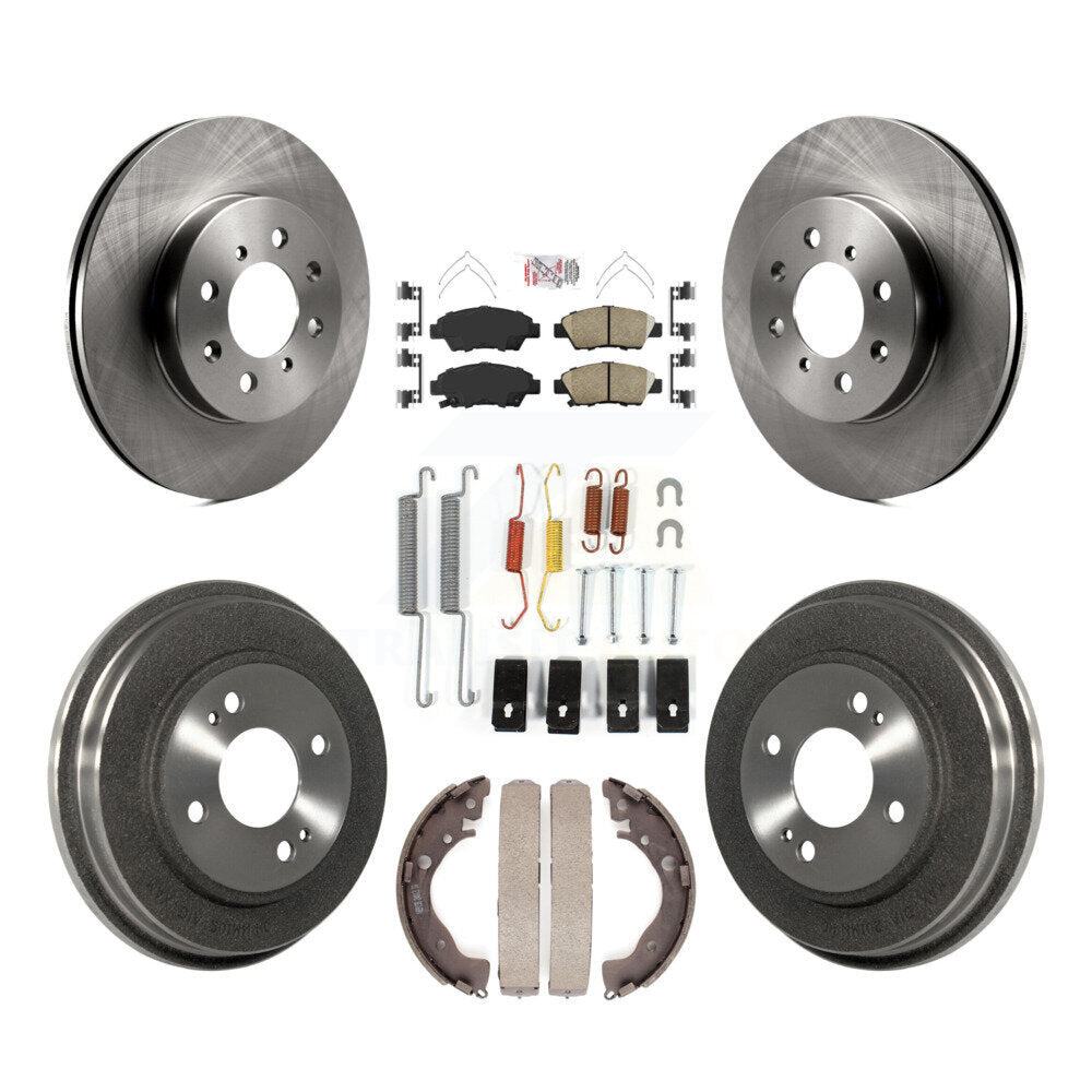 Rotors de frein à disque avant et arrière, plaquettes en céramique et Kit de tambour (7 pièces) pour Honda Fit