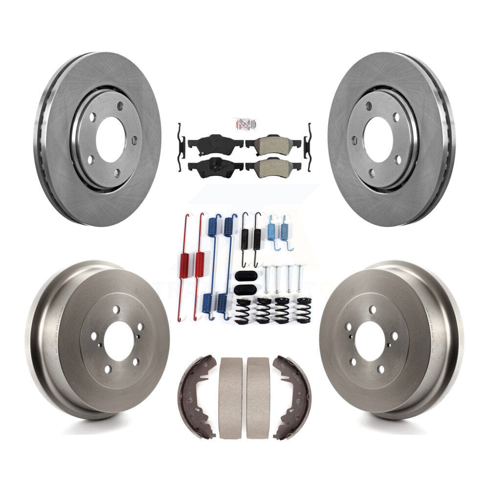 Rotor de frein à disque avant et arrière, Kit de plaquettes et de tambour semi-métalliques (7 pièces) pour Dodge Carava