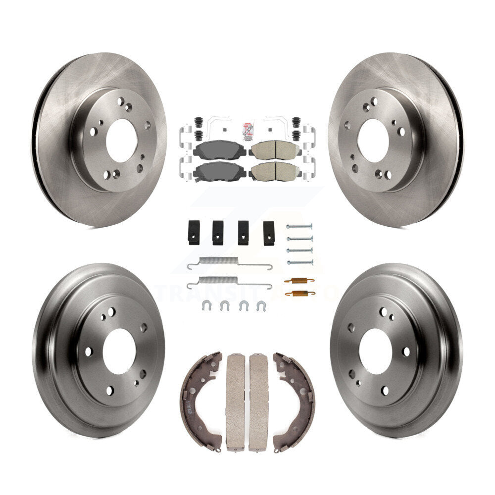 Rotors de frein à disque avant et arrière, plaquettes en céramique et Kit de tambour (7 pièces) pour Honda Civic