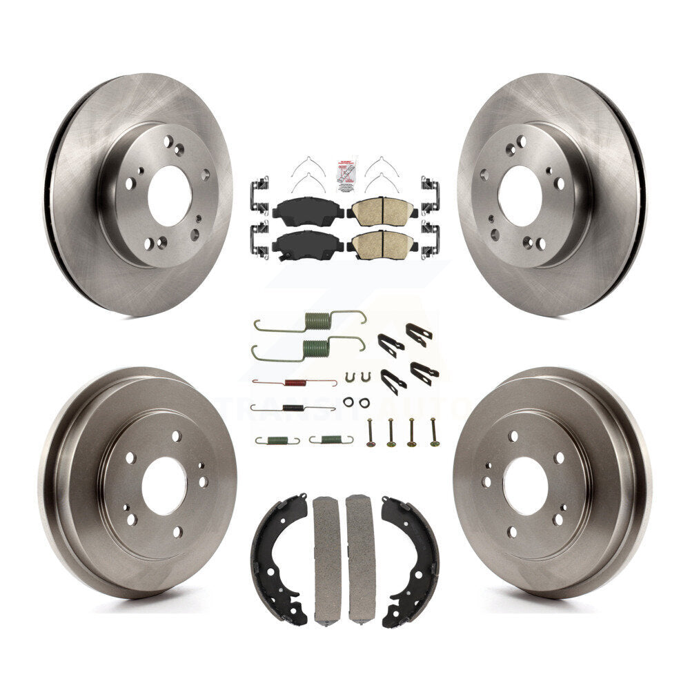 Rotors de frein à disque avant et arrière, plaquettes en céramique et Kit de tambour (7 pièces) pour Honda Civic