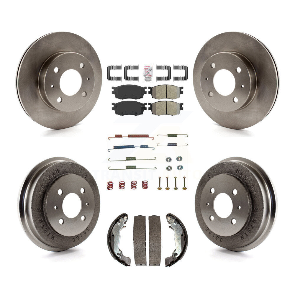 Rotors de frein à disque avant et arrière, Kit de tambour à plaquettes semi-métalliques (7 pièces) pour Hyundai Accen