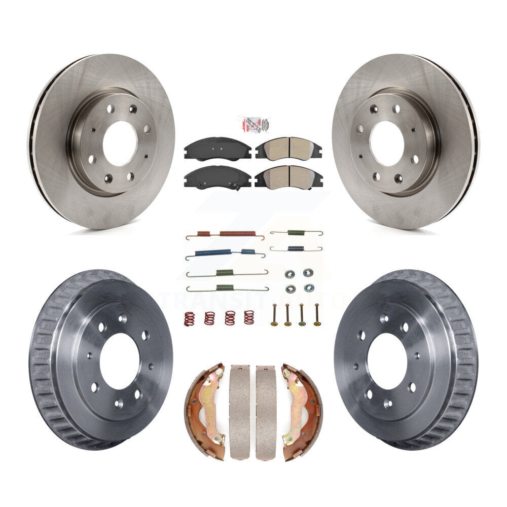 Rotor de frein à disque avant et arrière, Kit de plaquettes et de tambour semi-métalliques (7 pièces) pour Kia Spectr