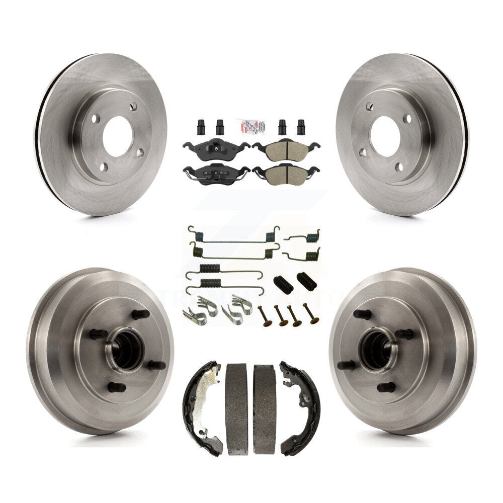 Rotors de frein à disque avant et arrière, Kit de plaquettes et de tambour semi-métalliques (7 pièces) pour Ford Focu