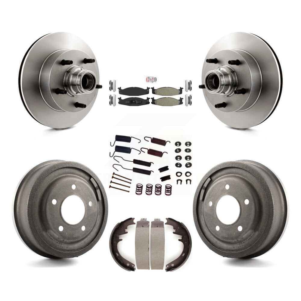 Kit de tambour à plaquettes semi-métalliques pour Rotor de frein avant et arrière (7 pièces) pour Ford E-150 Econolin