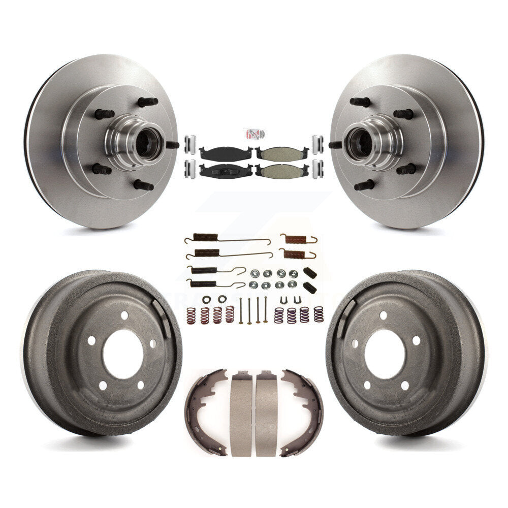 Kit de tambour à plaquettes semi-métalliques pour Rotor de frein avant et arrière (7 pièces) pour Ford E-150 Econolin