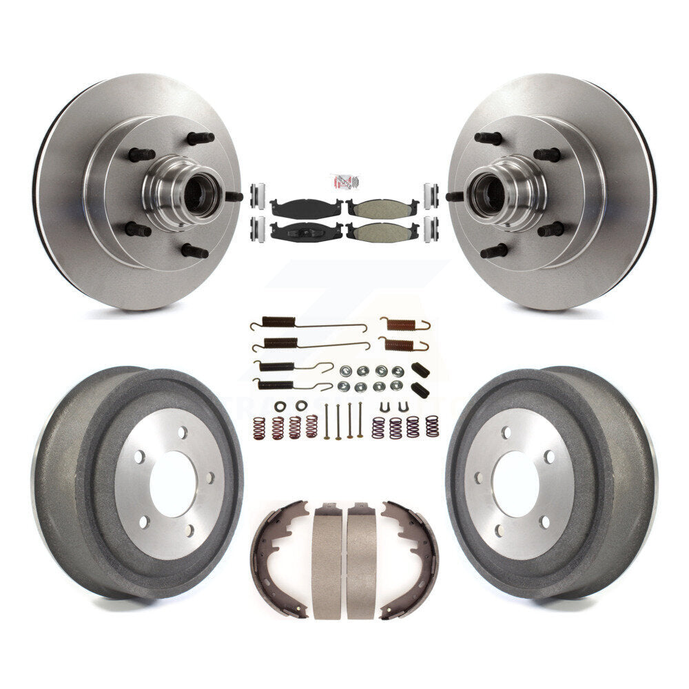 Kit de tambour à plaquettes semi-métalliques pour Rotor de frein avant et arrière (7 pièces) pour Ford E-150 Econolin