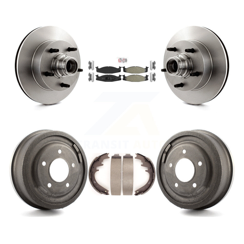 Rotors de frein avant et arrière, Kit de tambour à plaquettes semi-métalliques pour Ford E-150 Econoline Clu