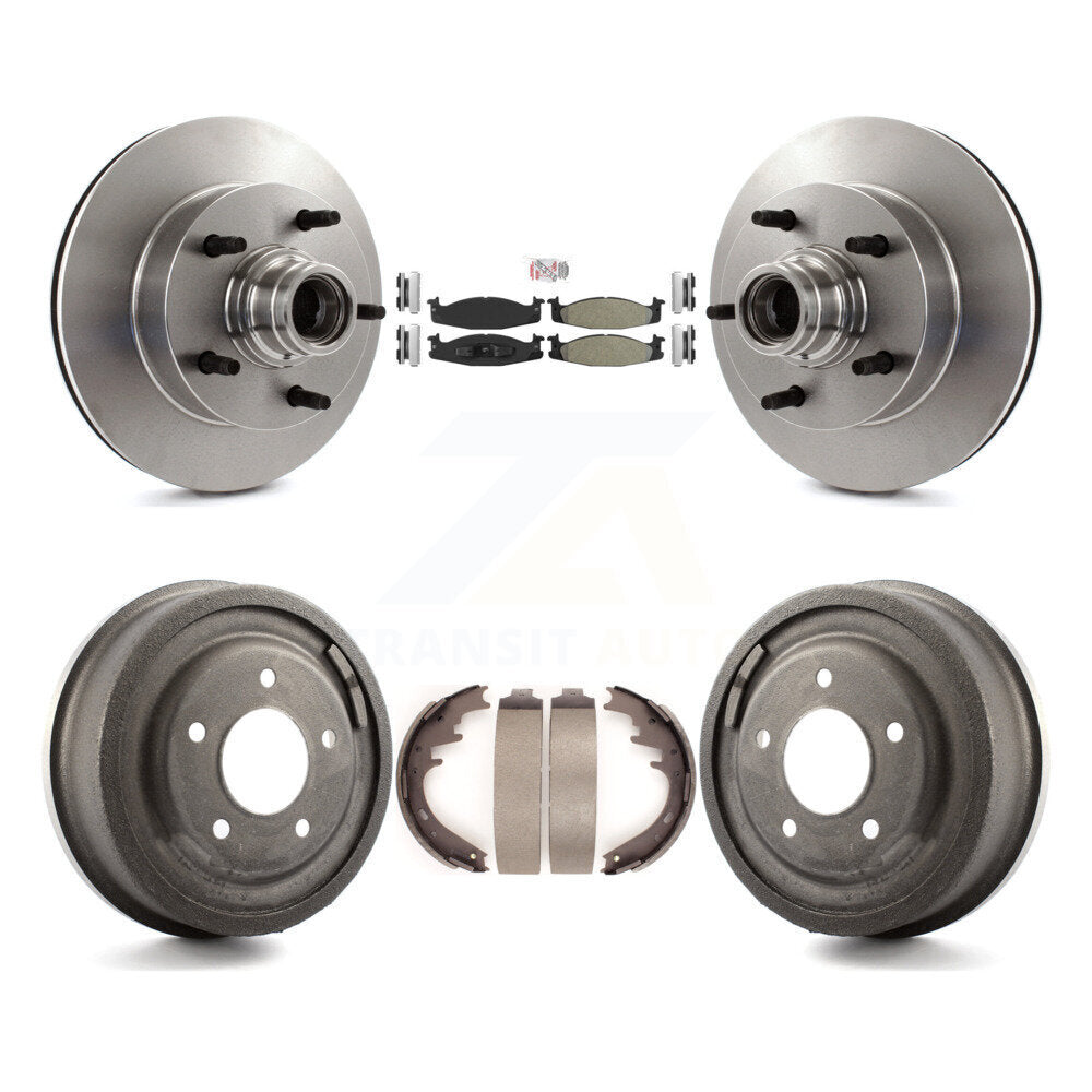 Rotors de frein à disque avant et arrière, Kit de tambour à plaquettes semi-métalliques pour Ford E-150 Econolin