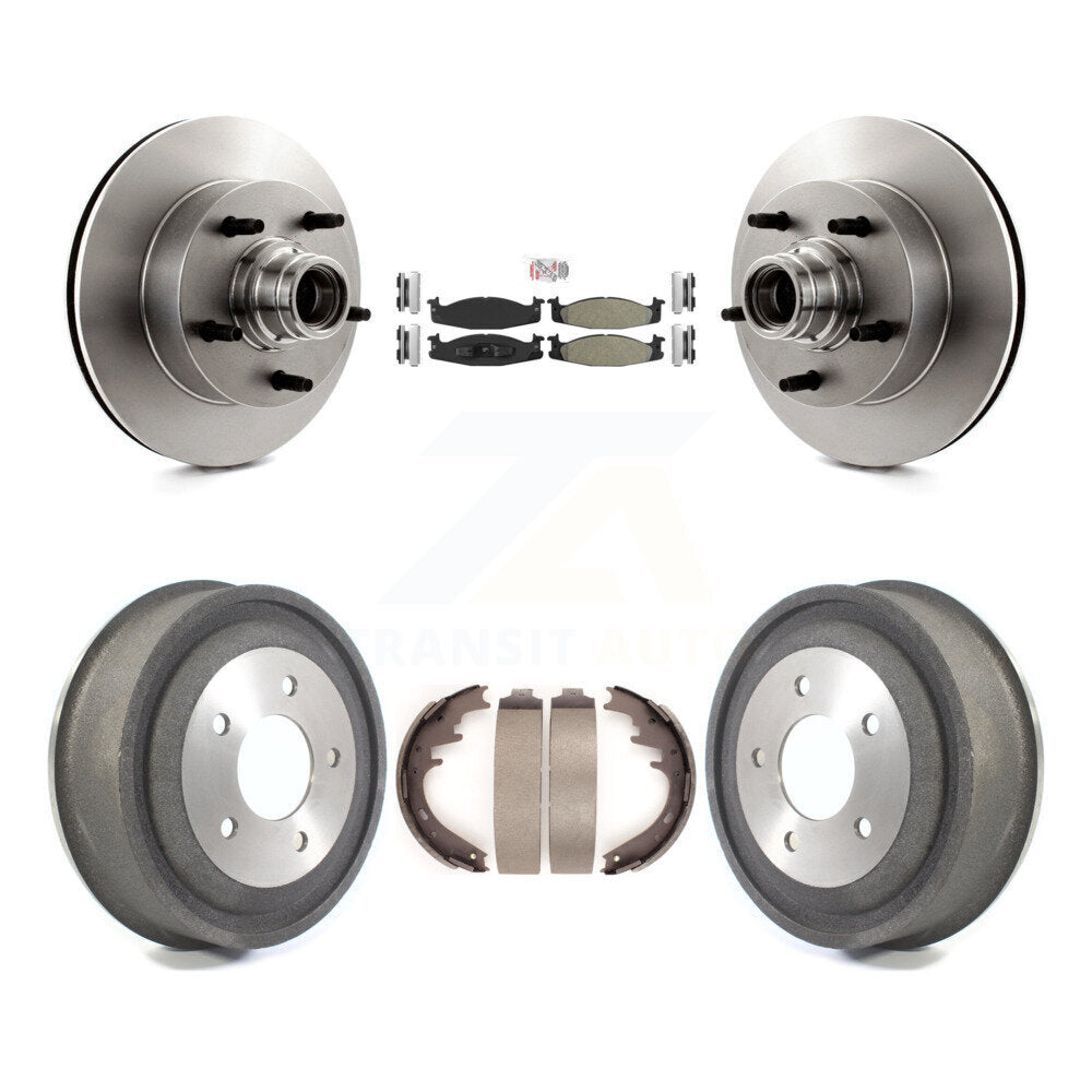 Rotors de frein avant et arrière, Kit de tambour à plaquettes semi-métalliques pour Ford E-150 Econoline Clu