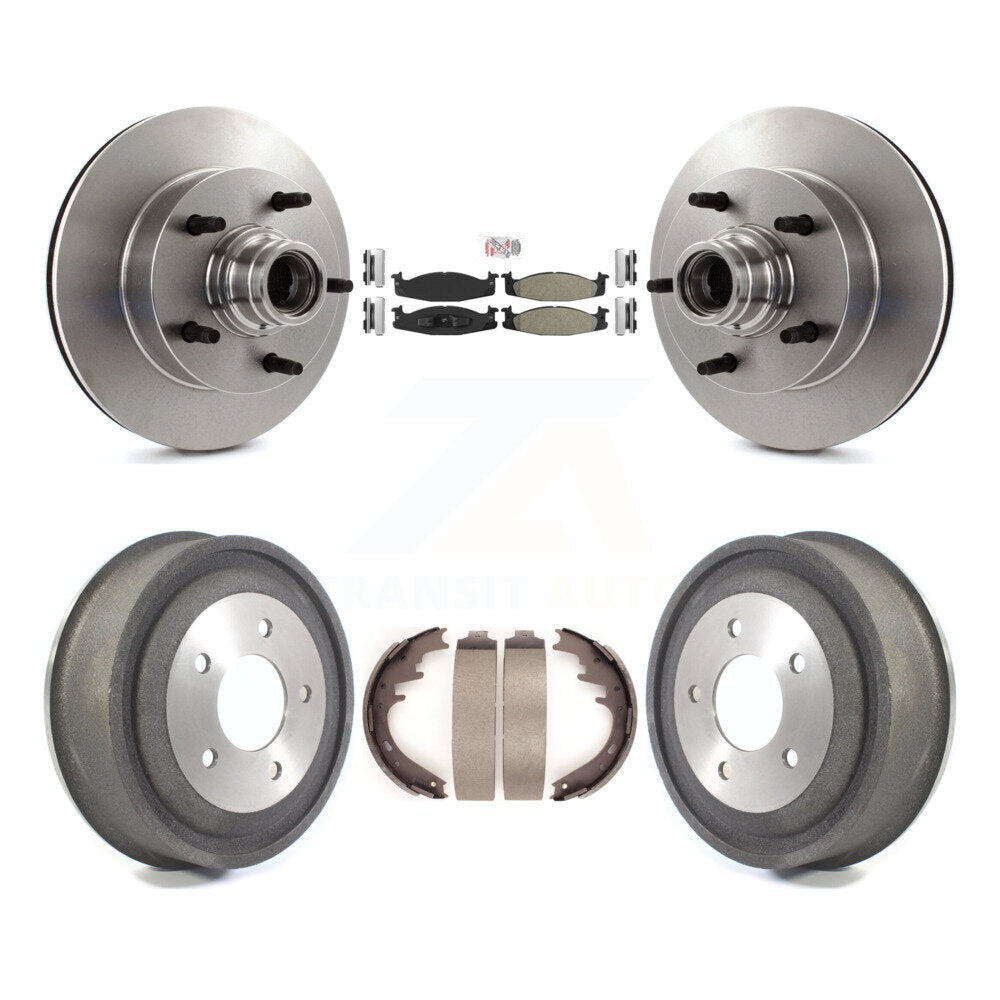 Rotors de frein à disque avant et arrière, Kit de tambour à plaquettes semi-métalliques pour Ford E-150 Econolin