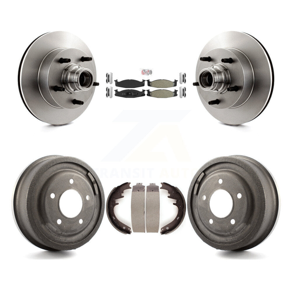 Rotors de frein avant et arrière, Kit de tambour à plaquettes semi-métalliques pour Ford E-150 Econoline Clu