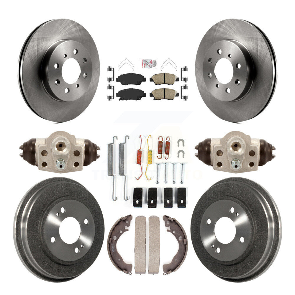 Rotors de frein à disque avant et arrière, plaquettes en céramique et Kit de tambour (9 pièces) pour Honda Fit
