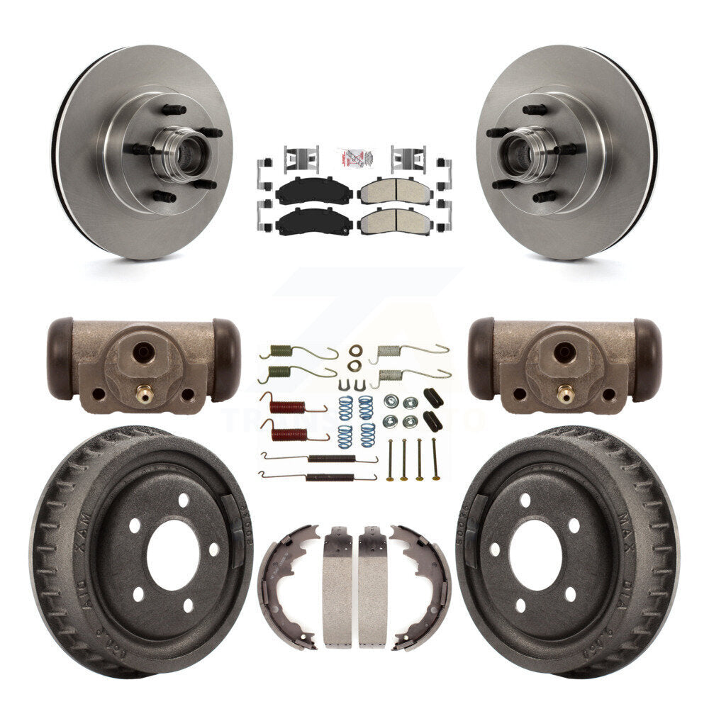 Rotor de frein à disque avant et arrière, plaquettes semi-métalliques et Kit de tambour (9 pièces) pour la gamme Ford