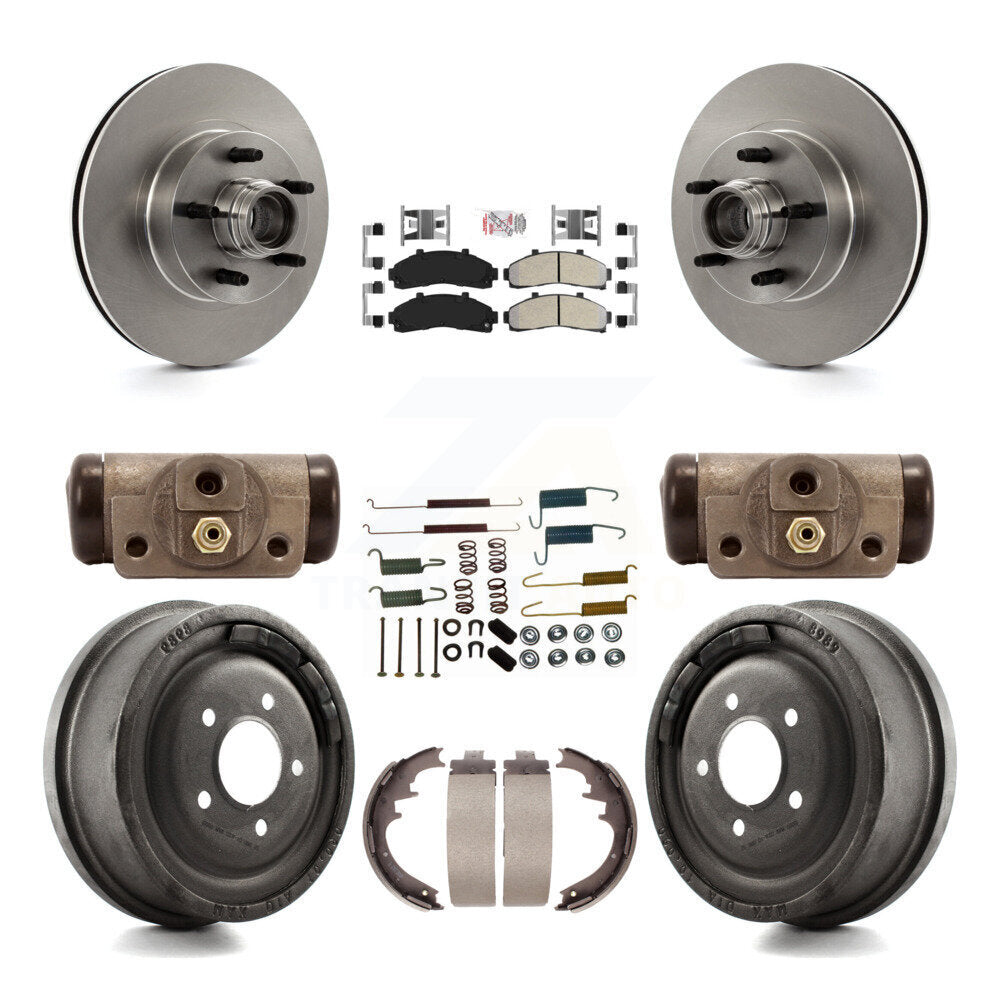 Rotor de frein à disque avant et arrière, plaquettes semi-métalliques et Kit de tambour (9 pièces) pour la gamme Ford