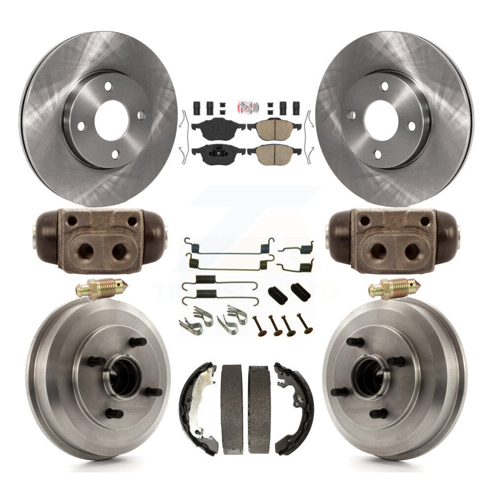 Rotors de frein à disque avant et arrière, plaquettes en céramique et Kit de tambour (9 pièces) pour Ford Focus