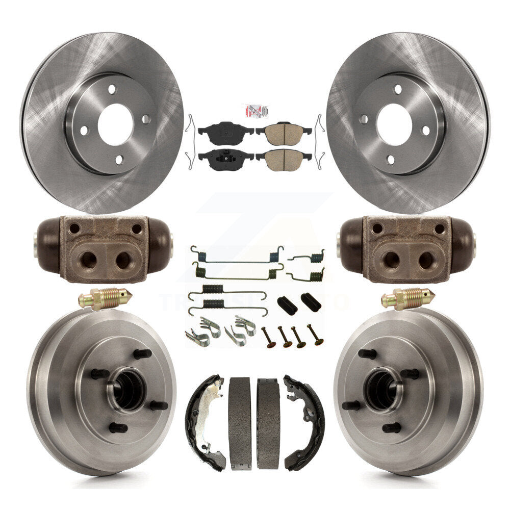 Rotors de frein à disque avant et arrière, plaquettes en céramique et Kit de tambour (9 pièces) pour Ford Focus