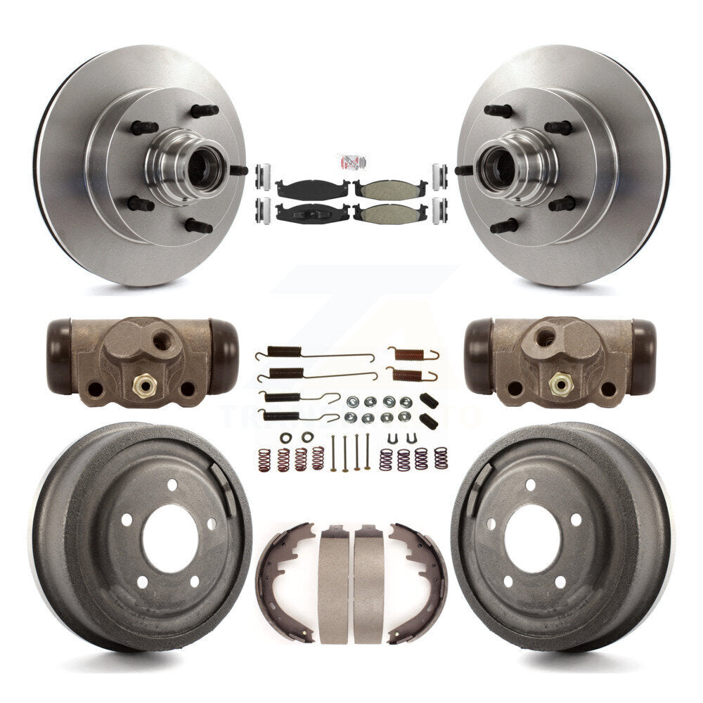 Kit de tambour à plaquettes semi-métalliques pour Rotor de frein avant et arrière (9 pièces) pour Ford E-150 Econolin