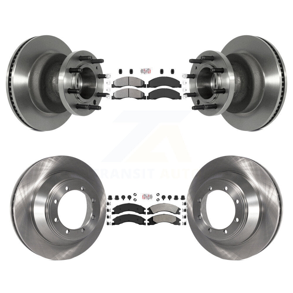 Kit de moyeu de rotors de frein à disque à plaquettes semi-métalliques avant et arrière pour Ford E-450 Super Dut
