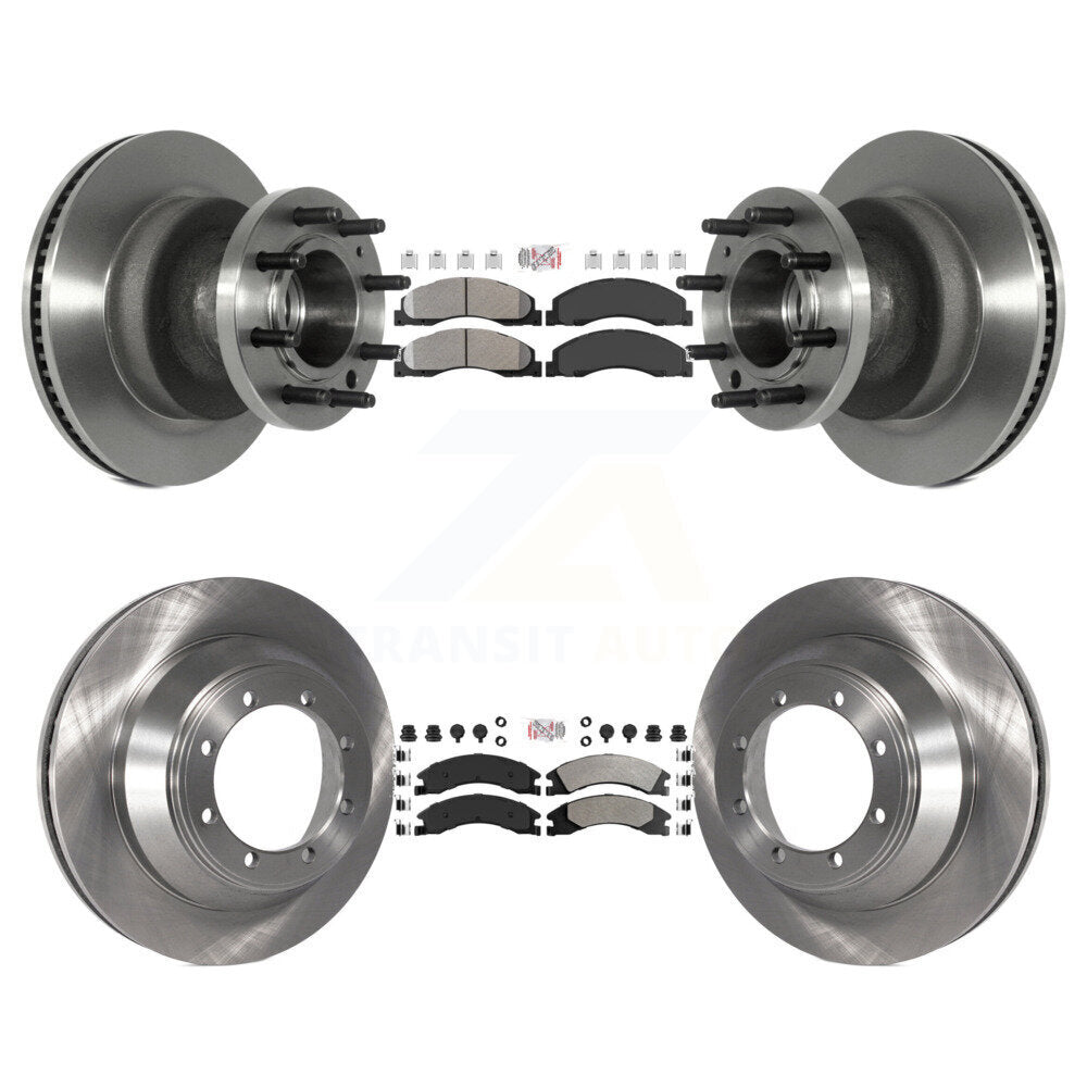 Kit de moyeu de rotors de frein à disque à plaquettes semi-métalliques avant et arrière pour Ford E-450 Super Dut