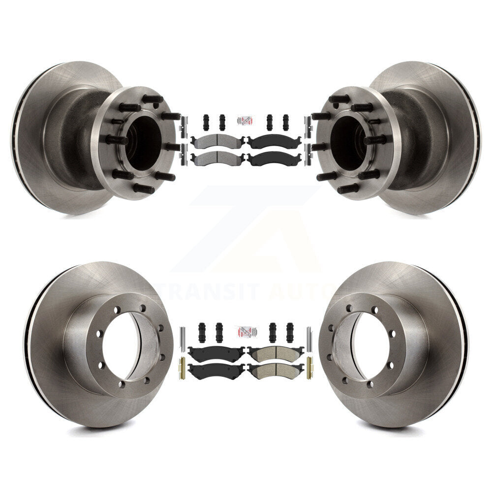 Kit de moyeu de rotors de frein à disque à plaquettes semi-métalliques avant et arrière pour Ford E-350 Super Dut