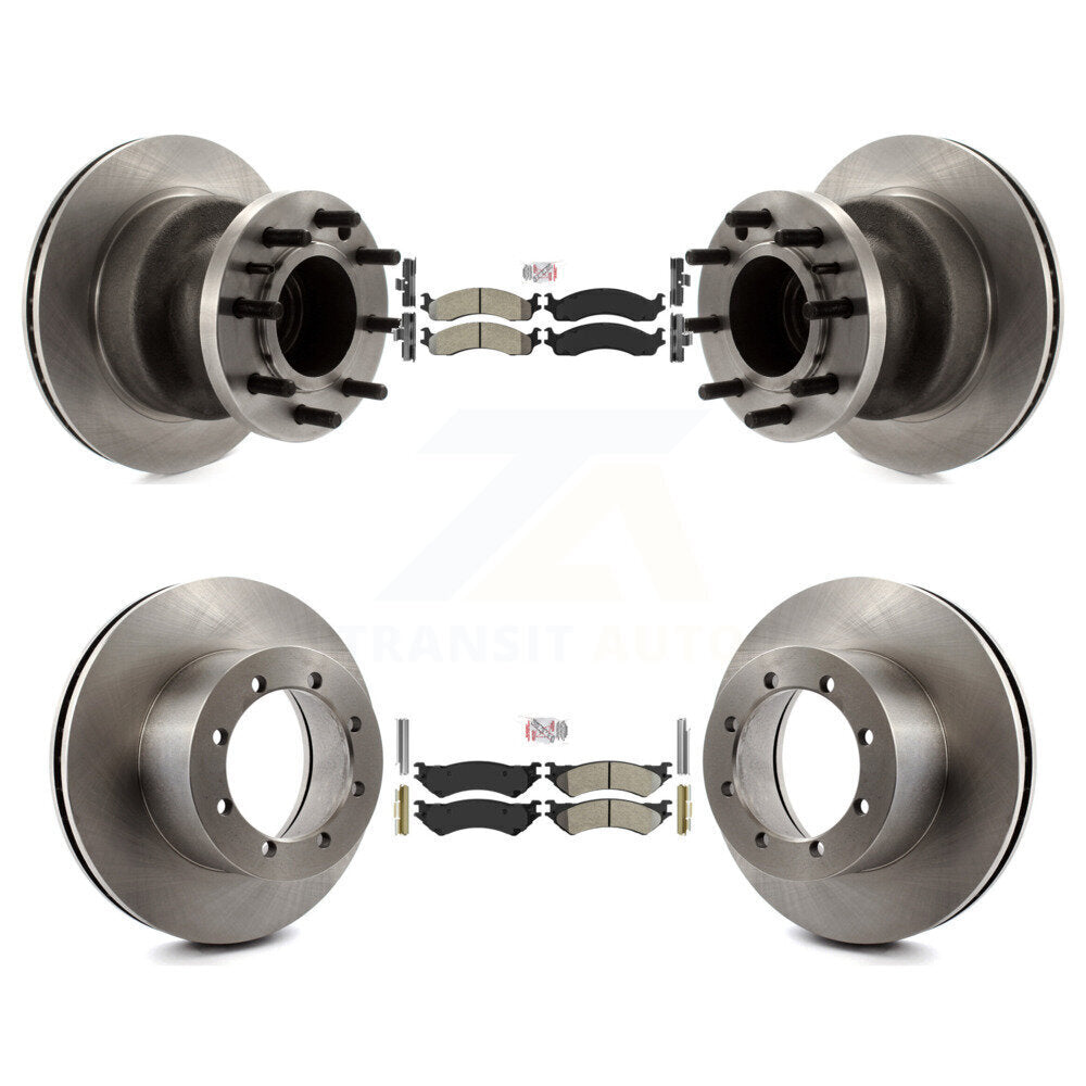 Kit de moyeu de rotors de frein à disque à plaquettes semi-métalliques avant et arrière pour Ford E-350 Super Dut