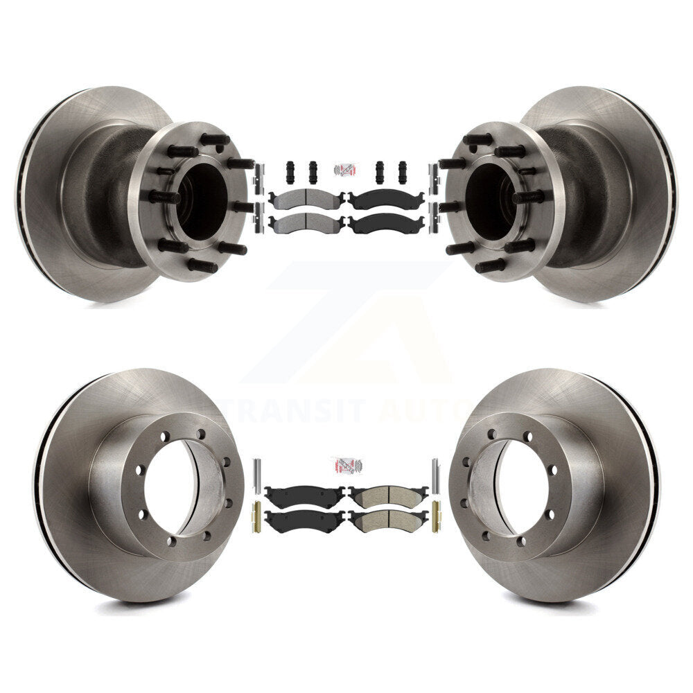 Kit de moyeu de rotors de frein à disque à plaquettes semi-métalliques avant et arrière pour Ford E-350 Super Dut