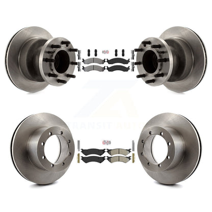 Kit de moyeu de rotors de frein à disque à plaquettes semi-métalliques avant et arrière pour Ford E-350 Super Dut