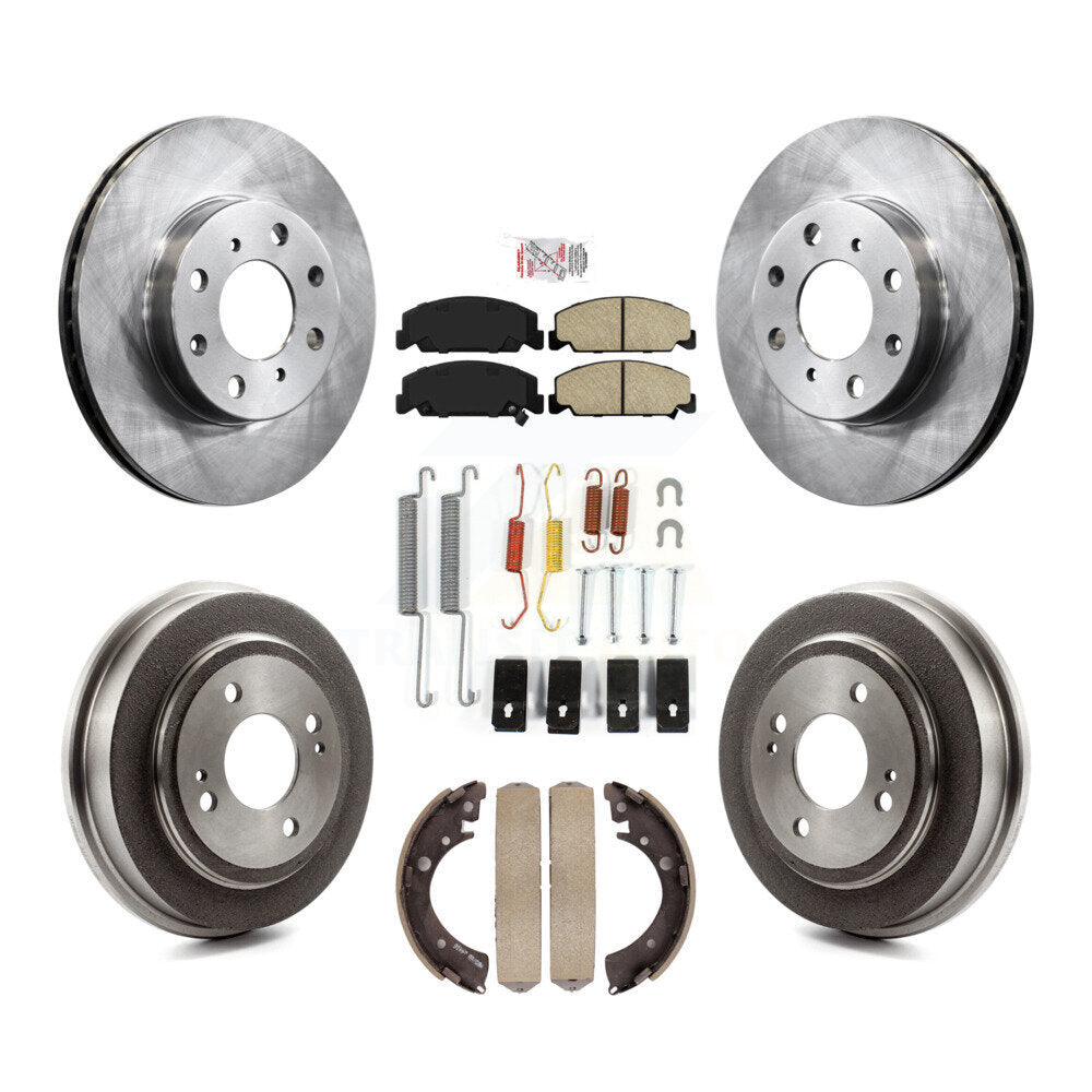 Rotors de frein à disque avant et arrière, plaquettes en céramique et Kit de tambour (7 pièces) pour Honda Civic