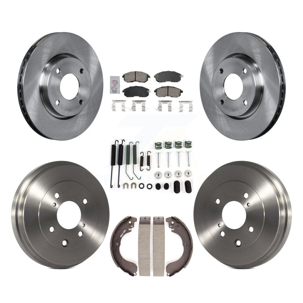 Rotors de frein à disque avant et arrière, plaquettes en céramique et Kit de tambour (7 pièces) pour Nissan Versa