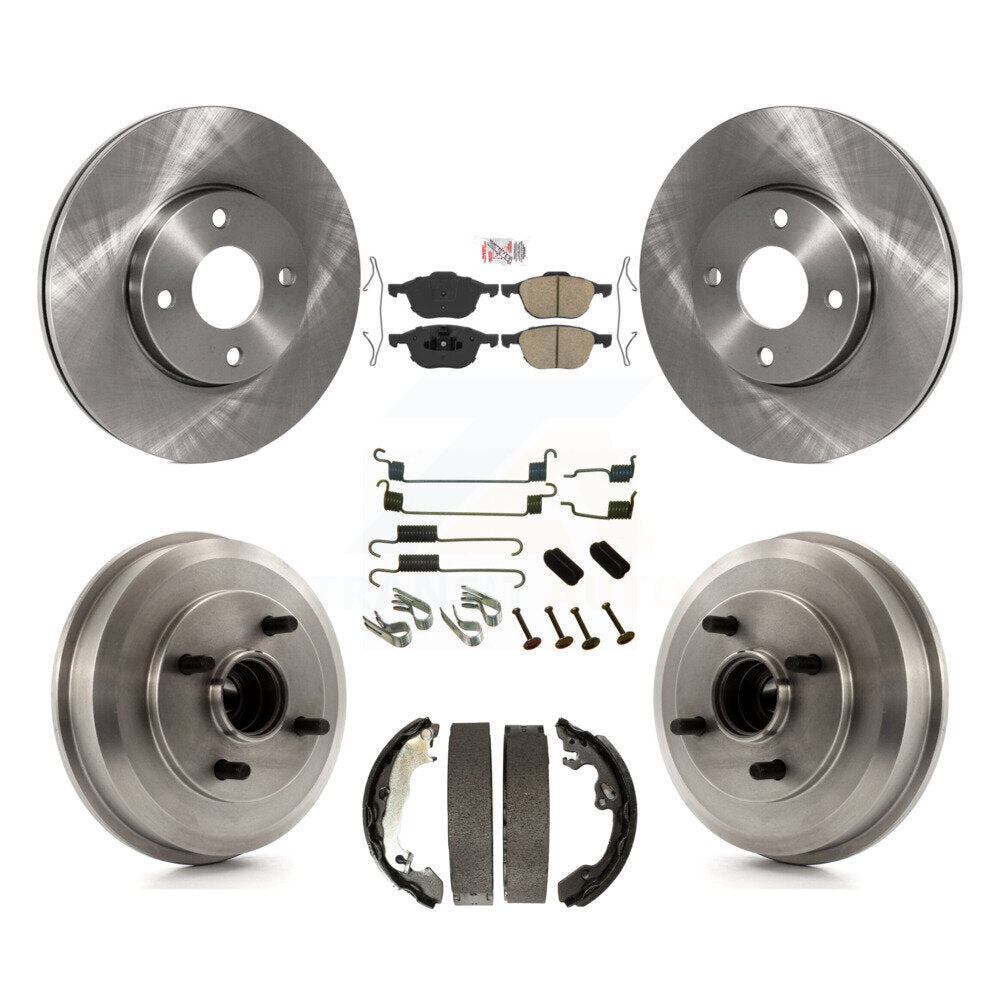 Rotors de frein à disque avant et arrière, plaquettes en céramique et Kit de tambour (7 pièces) pour Ford Focus