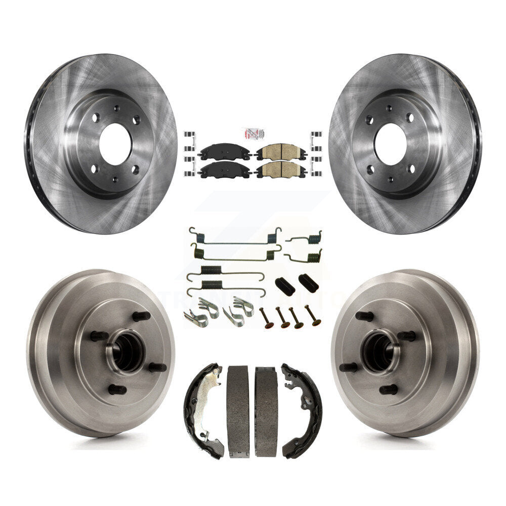 Rotors de frein à disque avant et arrière, plaquettes en céramique et Kit de tambour (7 pièces) pour Ford Focus