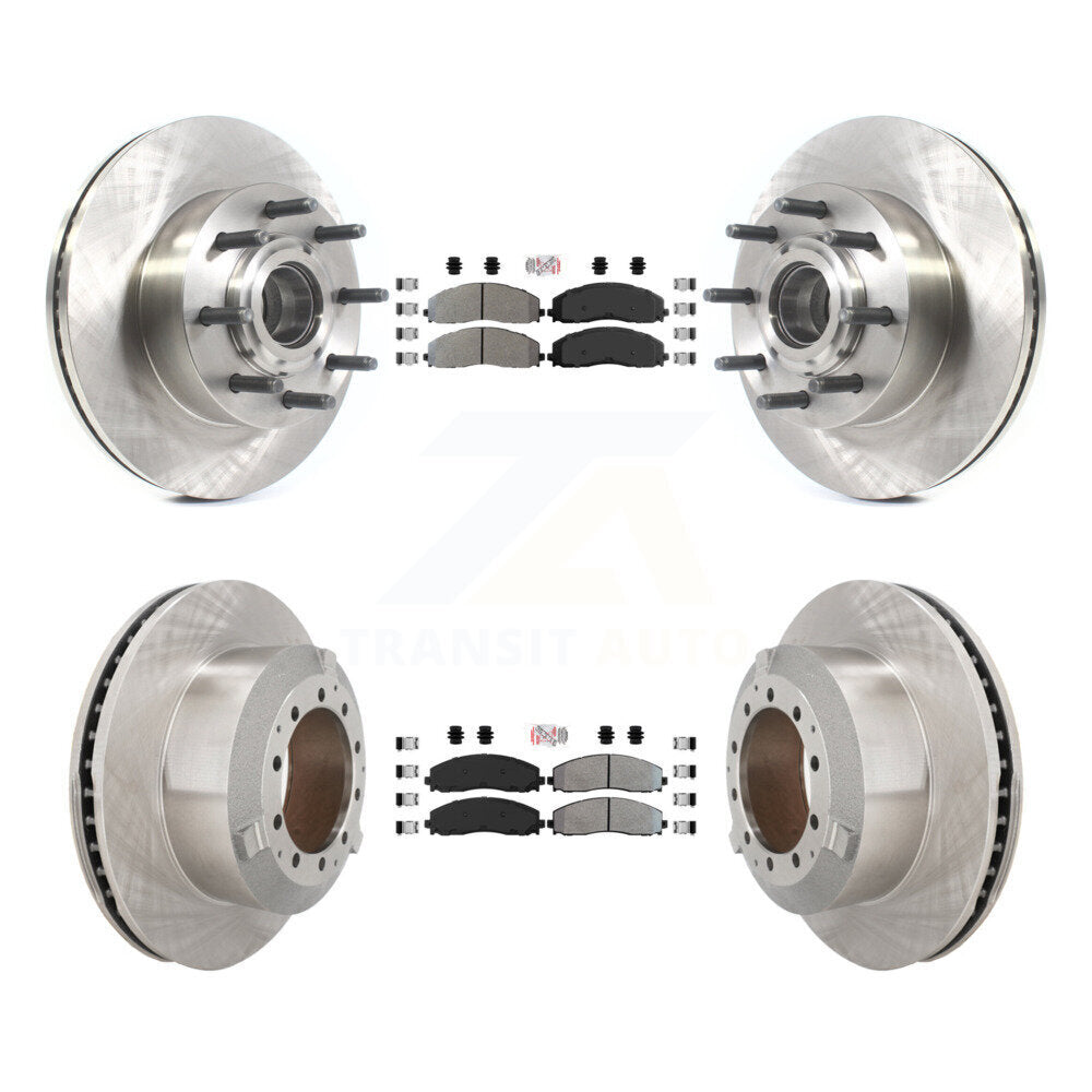 Kit de moyeu de rotors de frein à disque à plaquettes semi-métalliques avant et arrière pour Ford F-350 Super Dut