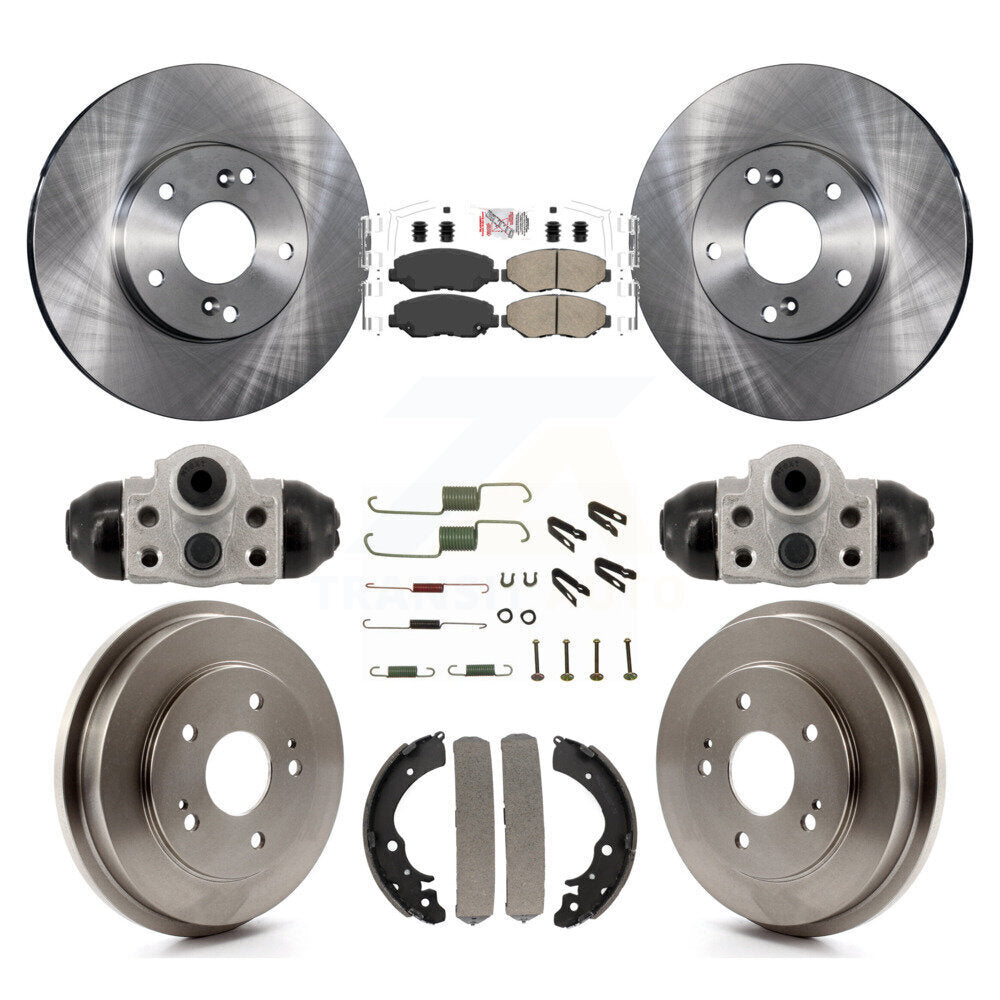 Rotors de frein à disque avant et arrière, plaquettes en céramique et Kit de tambour (9 pièces) pour Honda Fit