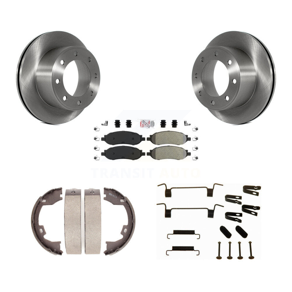 Rotors à disque arrière, patins semi-métalliques, chaussures de stationnement et Kit de quincaillerie pour Ford F-350