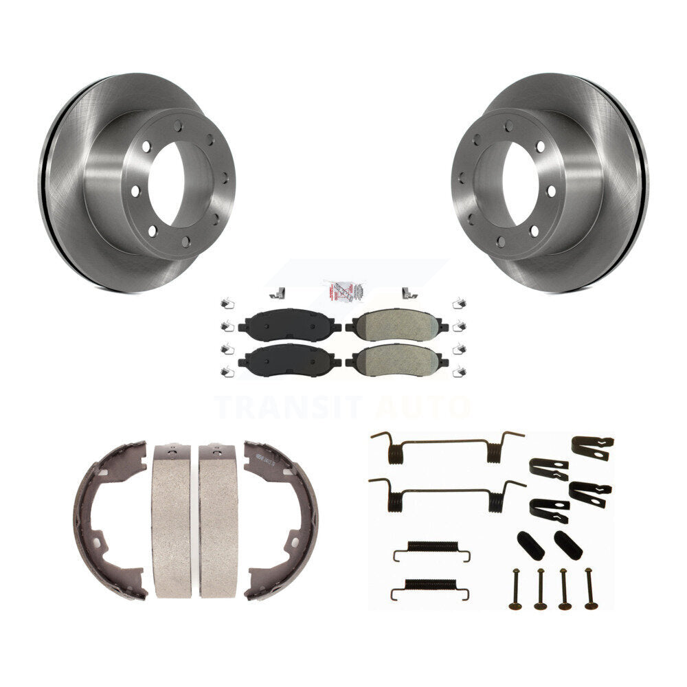 Rotors à disque arrière, patins semi-métalliques, chaussures de stationnement et Kit de quincaillerie pour Ford F-350