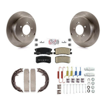 Rotors à disque arrière, plaquettes en céramique, chaussures de frein de stationnement et Kit de quincaillerie pour