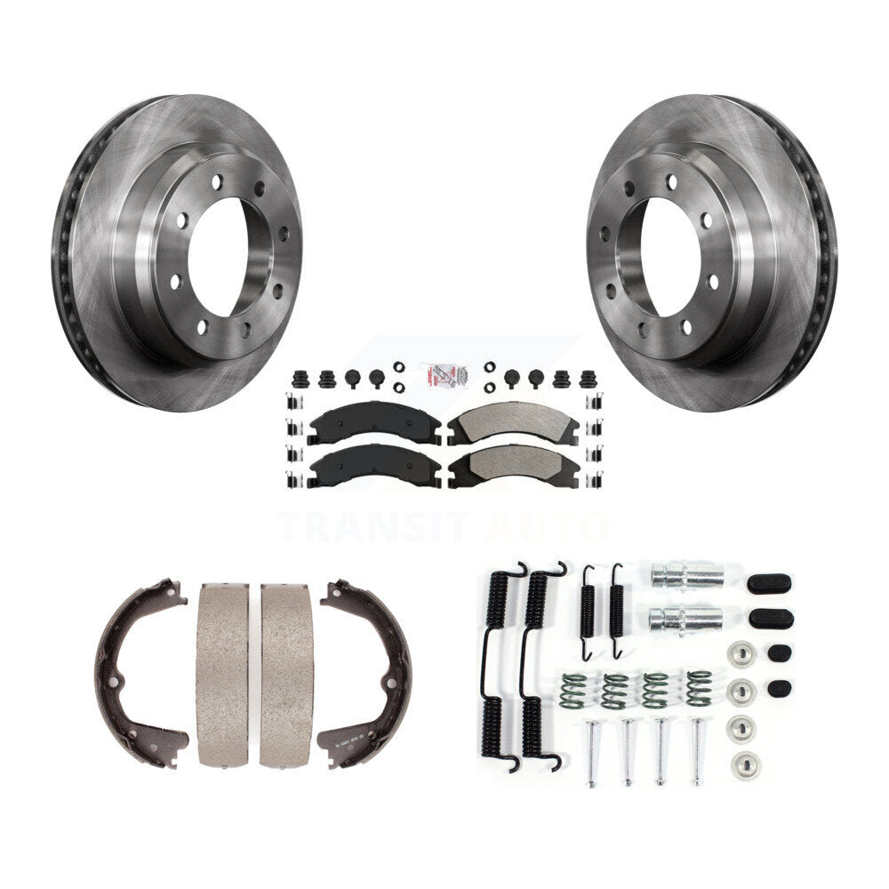 Rotors à disque arrière, patins semi-métalliques, chaussures de stationnement et Kit de quincaillerie pour Ford E-350