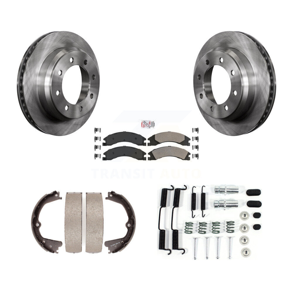 Rotors à disque arrière, patins semi-métalliques, chaussures de stationnement et Kit de quincaillerie pour Ford E-350