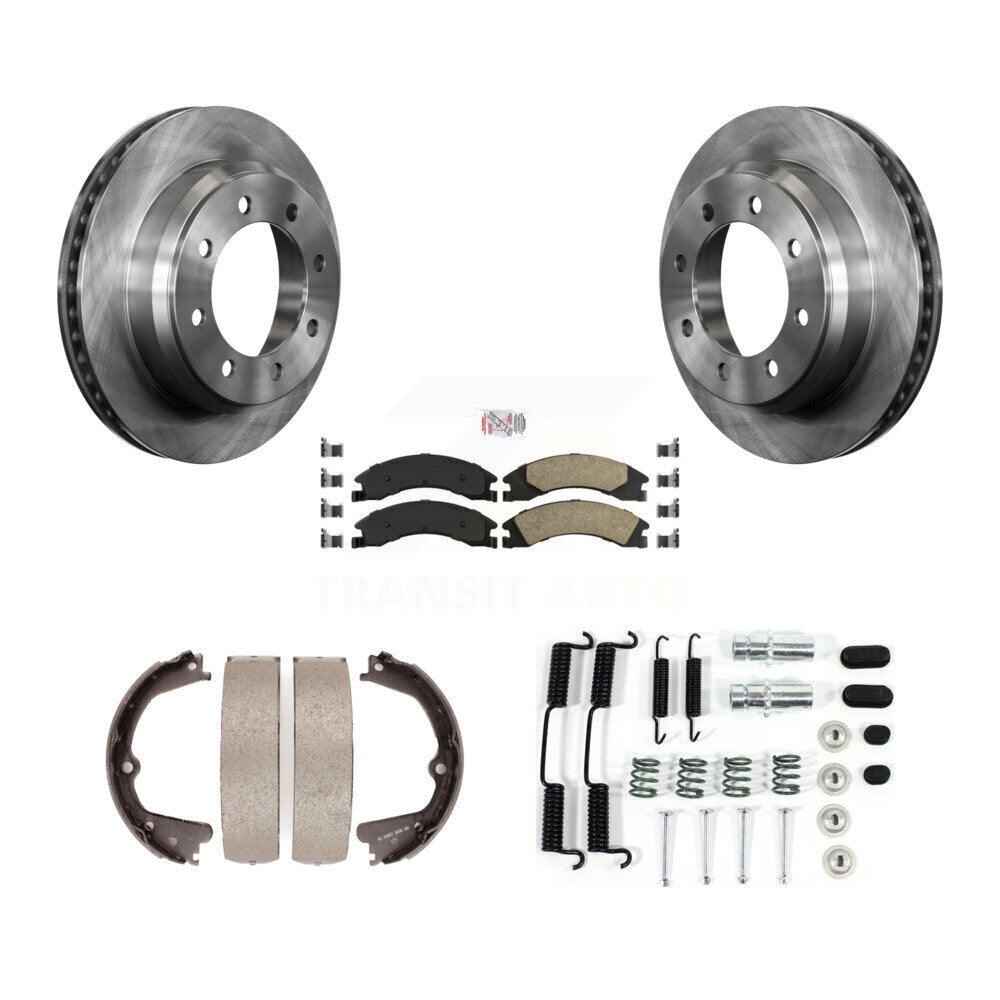 Kit de chaussures de stationnement et de matériel de stationnement, Rotors à disque arrière, tampons en céramique, pour Ford E-350 Super