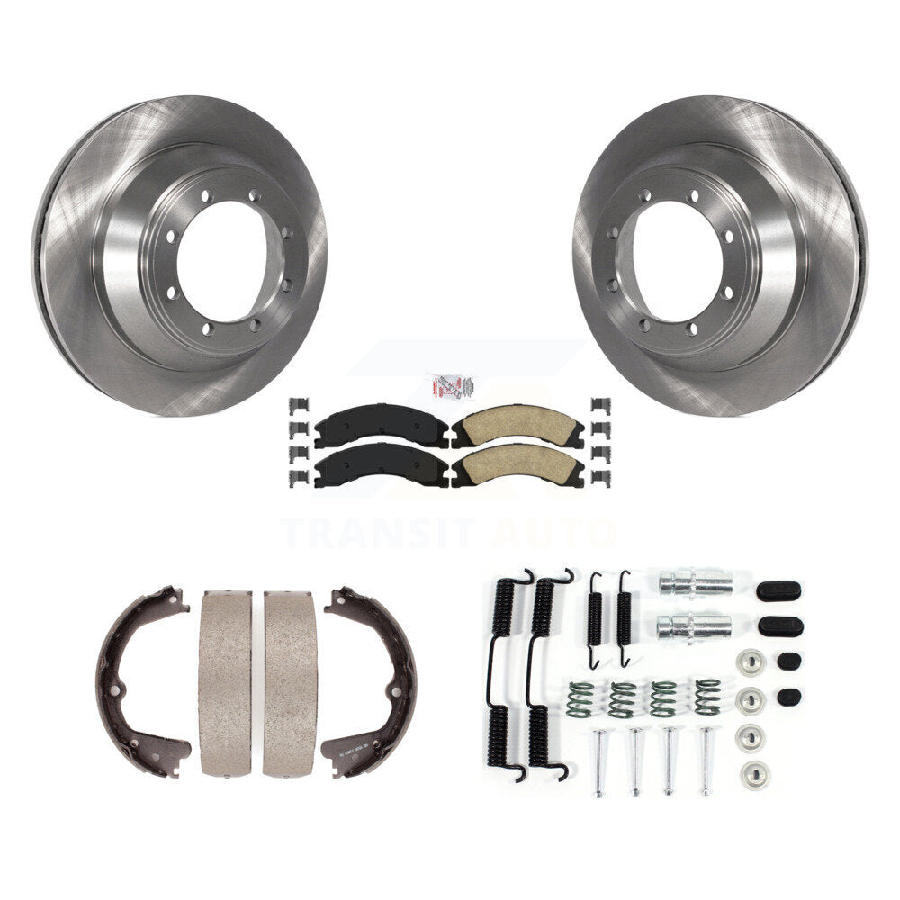 Rotors à disque arrière, plaquettes en céramique, chaussures de frein de stationnement et Kit de quincaillerie pour