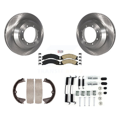 Rotors à disque arrière, plaquettes en céramique, chaussures de frein de stationnement et Kit de quincaillerie pour